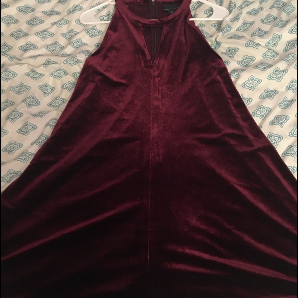 Burgundy dress, small.